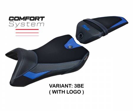 YAR125NC-3BE-1 Housse de selle Nashik Comfort System Bleu BE + logo T.I. pour Yamaha R125 2016 > 2018