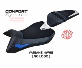 Housse de selle Nashik Comfort System Blanche - Bleu WHB T.I. pour Yamaha R125 2016 > 2018