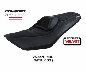 Housse de selle Kiko Comfort System Noir BL + logo T.I. pour Yamaha T-Max 560 2022 > 2024