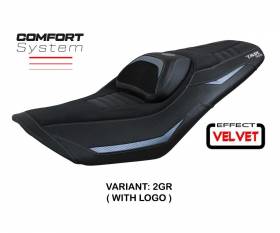 Housse de selle Kiko Comfort System Gris GR + logo T.I. pour Yamaha T-Max 560 2022 > 2024