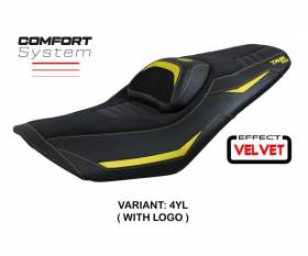 Funda Asiento Kiko Comfort System Amarillo YL + logo T.I. para Yamaha T-Max 560 2022 > 2024