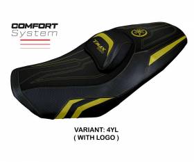 Housse de selle Kira Comfort System Jaune YL + logo T.I. pour Yamaha T-Max 560 2022 > 2024