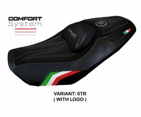 Seat saddle cover Kira Comfort System Tricolor TR + logo T.I. for Yamaha T-Max 560 2022 > 2024