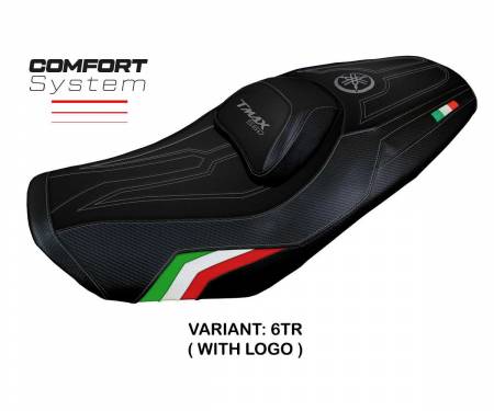 YATM56KC-6TR-1 Seat saddle cover Kira Comfort System Tricolor TR + logo T.I. for Yamaha T-Max 560 2022 > 2024