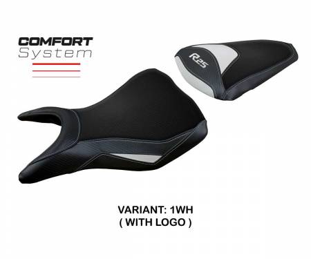 YMR25EC-1WH-1 Seat saddle cover Eraclea comfort system White WH + logo T.I. for Yamaha R25 2014 > 2020