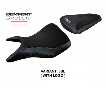 YMR25EC-5BL-1 Housse de selle Eraclea comfort system Noir BL + logo T.I. pour Yamaha R25 2014 > 2020