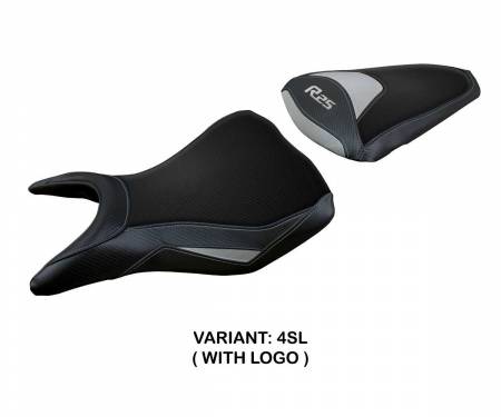 YMR25E-4SL-1 Housse de selle Eraclea Argent SL + logo T.I. pour Yamaha R25 2014 > 2020