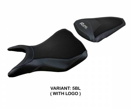 YMR25E-5BL-1 Housse de selle Eraclea Noir BL + logo T.I. pour Yamaha R25 2014 > 2020