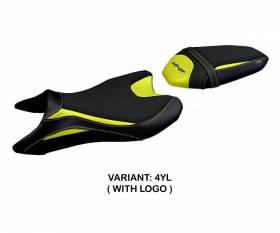 Seat saddle cover Sanya Ultragrip Yellow YL + logo T.I. for Yamaha MT-07 2018 > 2024