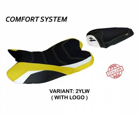 YR1914AS-2YLW-1 Housse de selle Araxa Special Color Comfort System Jaune - Blanche (YLW) T.I. pour YAMAHA R1 2009 > 2014