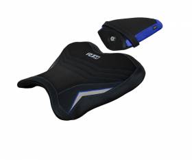 Seat saddle cover Brita comfort system Blue - Silver BES + logo T.I. for Yamaha R1M 2015 > 2024