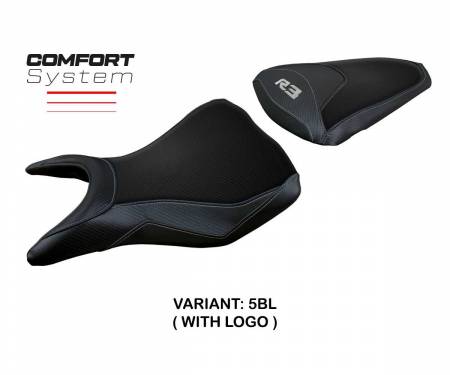YR315JC-5BL-1 Housse de selle Jesolo comfort system Noir BL + logo T.I. pour Yamaha R3 2015 > 2023
