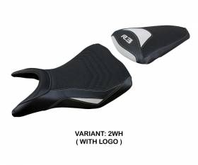 Housse de selle Jesolo ultragrip Blanche WH + logo T.I. pour Yamaha R3 2015 > 2023
