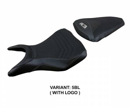 YR315JU-5BL-1 Housse de selle Jesolo ultragrip Noir BL + logo T.I. pour Yamaha R3 2015 > 2023