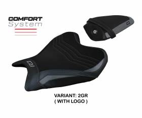 Sattelbezug Sitzbezug Thera comfort system Grau GR + logo T.I. fur Yamaha R7 2021 > 2024