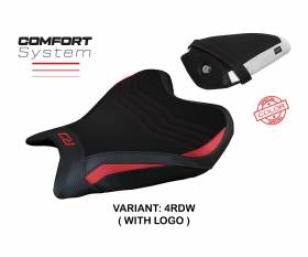 Seat saddle cover Thera comfort system Red - White RDW + logo T.I. for Yamaha R7 2021 > 2024