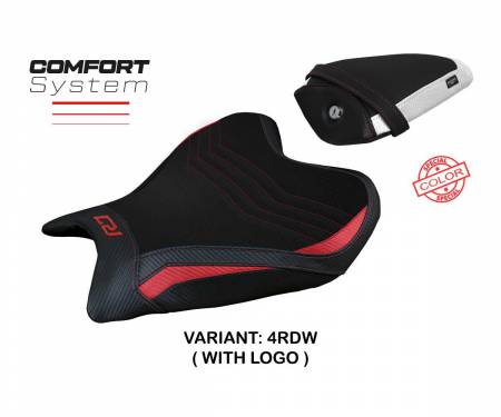 YR721TC-4RDW-1 Housse de selle Thera comfort system Rouge - Blanche RDW + logo T.I. pour Yamaha R7 2021 > 2024