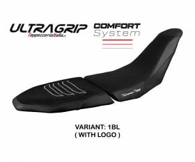 Seat saddle cover Akita ultragrip comfort system Black BL + logo T.I. for Yamaha Tenere 700 Raid 2022 > 2024