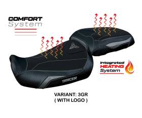 Housse de selle Heating Comfort System Gris GR + logo T.I. pour YAMAHA TRACER 9 / 9 GT 2021 > 2023
