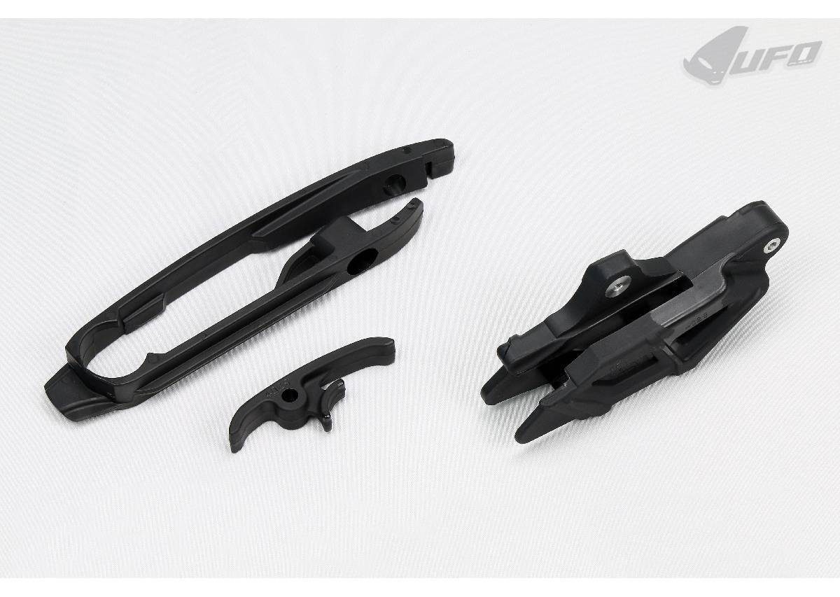 HU03360@001 Chain Guide + Swingarm Chain Slider Kit Ufo Plast For Husqvarna Fc 250 2014 > 2021 Black