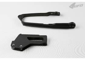 Chain Guide + Swingarm Chain Slider Kit Ufo Plast For Suzuki Rm 250 1999 > 2000 Black