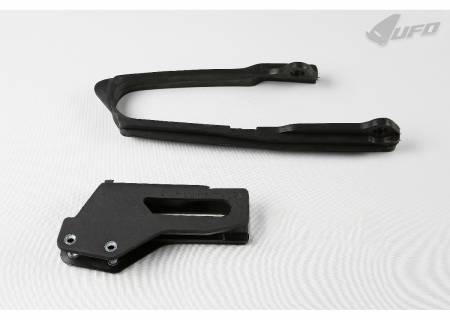 SU04923@001 Chain Guide + Swingarm Chain Slider Kit Ufo Plast For Suzuki Rm 125 1999 > 2000 Black
