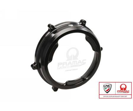 CA201BPR Clear Oil Bath Clutch Cover With Carbon Fiber Inlay For Pramac Racing Lim. Ed. Cnc Racing Ducati Superbike 959 Panigale 2016 > 2019