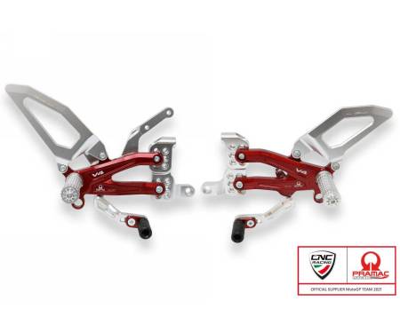 PE407PR Adjustable Rear Sets Rps Series For  S And Speciale Easy Pramac Racing Limited Edition Cnc Racing Silver/red Ducati Superbike Panigale V4 R 2019 > 2021