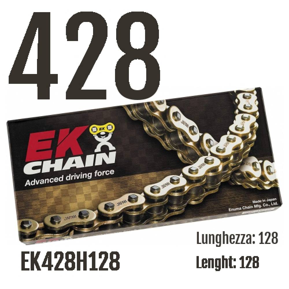 EK428H128 Cadena EK CHAINS Paso 428 tamaño 128 para YAMAHA XT-X,Y,Z,A,B 2008 > 2020 250
