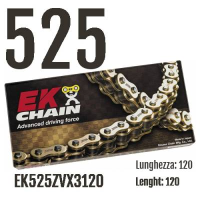 EK525ZVX3120 Catena EK CHAINS Passo 525 - 120 maglie per SUZUKI GSX-R 2009 > 2016 1000