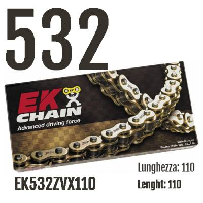 EK532ZVX110 Chaîne EK CHAINS Step 532 taille 110 pour YAMAHA FZR EXUP 1989 > 1997 1000